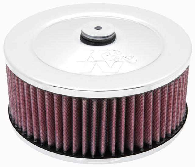 K&N Engineering 60-1330 Performance Air Cleaner Assembly, 7 Inch Round, Chrome Steel with Raised Base and 3 Inch Element