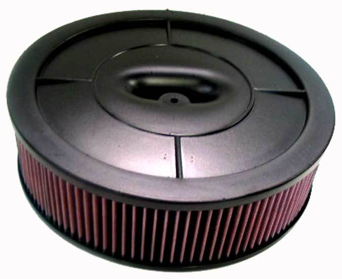 K&N Engineering 61-2000 Air Cleaner Assembly with Flow Control, 14 Inch Round, 4 Inch Element, 5-1/8 Inch Carb Flange, Dropped Base, Plastic Black