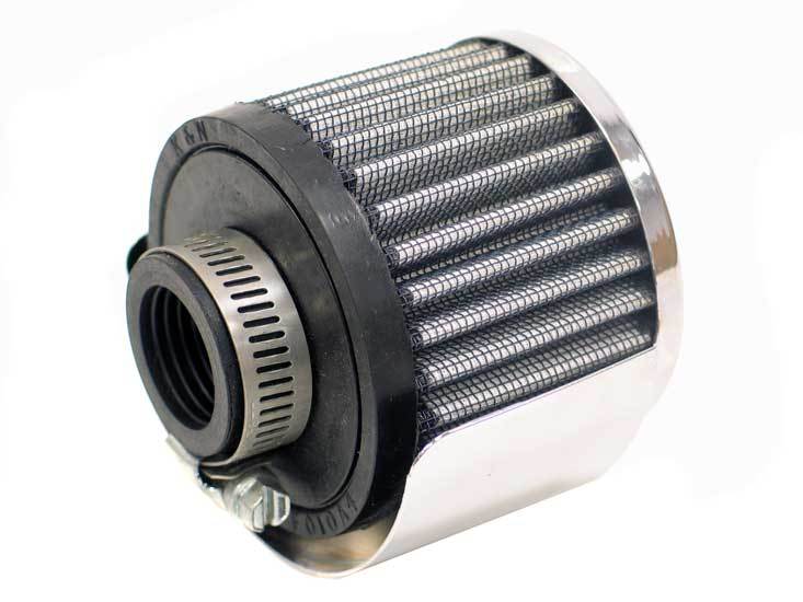 K&N Engineering Breather Filter 62-1511 Clamp-On Round 1 Inch OD Tube Black Chrome Finish