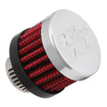 K&N Engineering Crankcase Vent 62-2480, 9/16 Inch OD Round Clamp-On Breather, Half Shielded with Reusable Rubber and Steel Construction