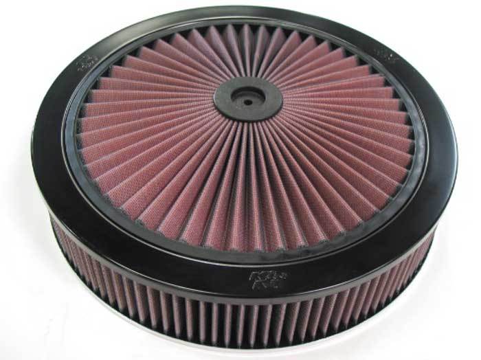 K & N Engineering 66-3040 Air Cleaner Assembly, 14-Inch X-Stream Top, 3-Inch Element, 5-1/8-Inch Carb Flange, Dropped Aluminum Base, Black Powder Coat Finish