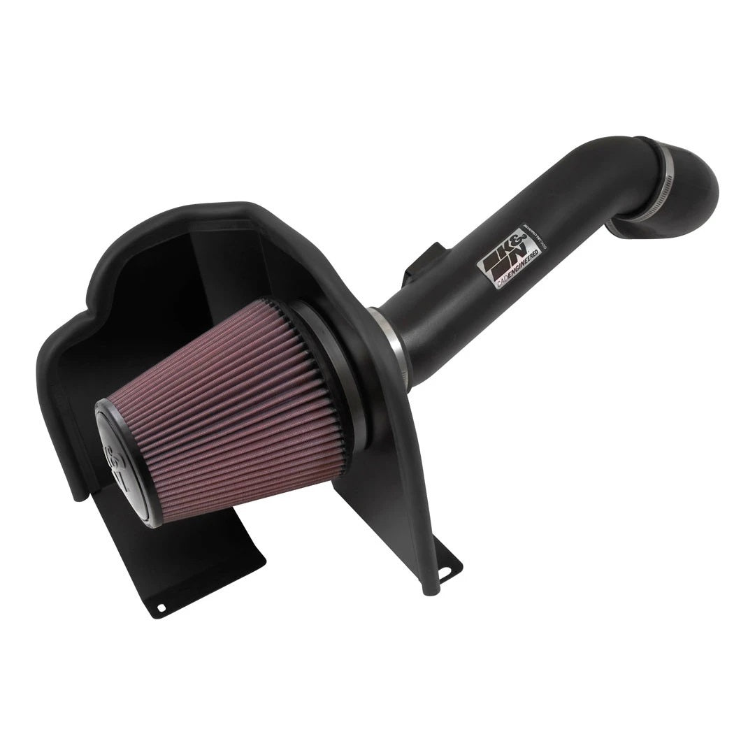 K&N Engineering 77-3090KTK Air Induction System for Chevy GM Fullsize Trucks 2016-2019, Reusable Oiled Filter, Aluminum, Black Powder Coat