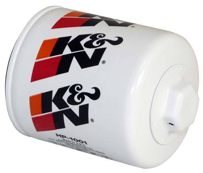 K & N Engineering HP-1001 Performance Oil Filter with Steel Canister, 3.125 Inches Tall, 18mm x 1.50 Thread, White Finish