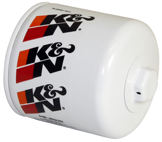 K&N Engineering HP-2010 Oil Filter Canister, Screw-On, 4 Inches Tall, 22 mm x 1.50 Thread, Steel with White Paint Finish