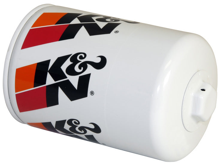 K and N Engineering HP-3001 Performance Oil Filter for Ford Vehicles, Canister Screw-On, 5.719 Inches Tall, 3/4-16 Inch Thread, Steel with White Finish