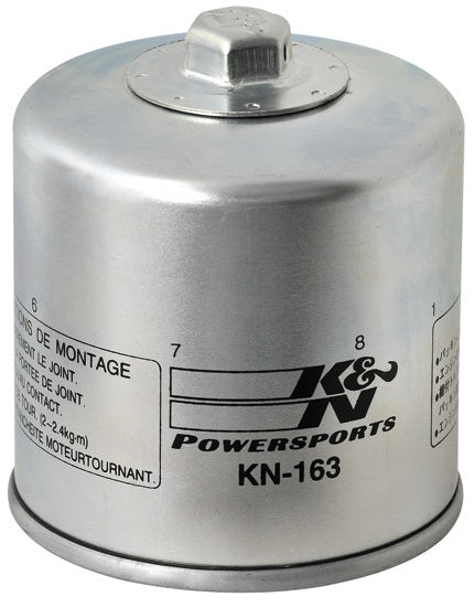 K&N Engineering Oil Filter KN-163 Canister for BMW Motorcycles 1983-2008, Screw-On, Steel, Black Finish