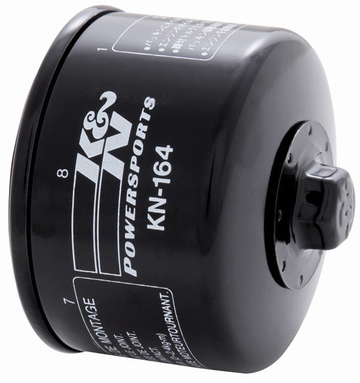 K&N Engineering Oil Filter KN-164 for BMW Motorcycles, Canister, Screw-On, 2.56 Inches Tall, 3/4-16 Thread, Steel Construction, Black Finish