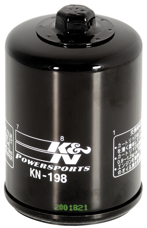 K and N Engineering KN-198 Oil Canister Filter for Polaris Vehicles, 3.8 Inch Height, Steel Construction, Black Finish