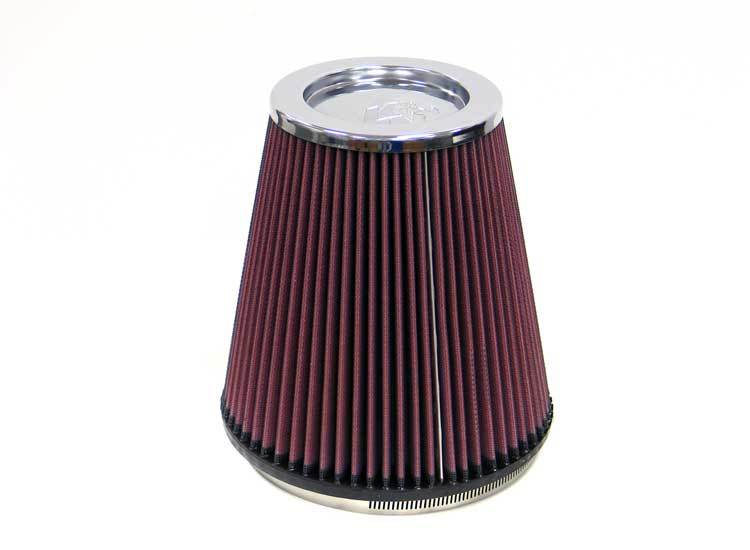 K&N Engineering RF-1044 Universal Clamp-On Air Filter, Tapered Round, 7.5 Inch Base, 5 Inch Top, 8 Inch Tall, 6 Inch Flange, Reusable Cotton, Red Finish