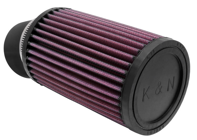 K&N Engineering RU-1770 Universal Air Filter, Clamp-On, 3.75 Inch Diameter, 6 Inch Tall, 2.438 Inch Flange, Reusable Cotton Filter Element, Red Finish