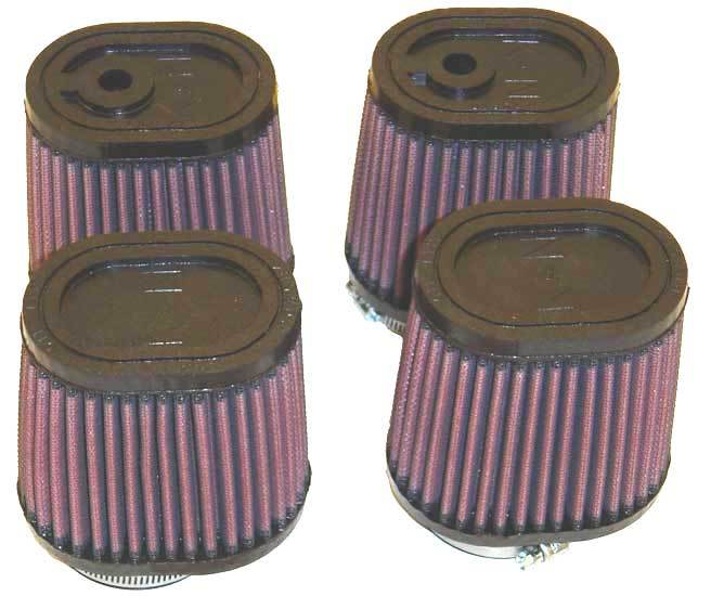 K & N Engineering RU-2989 Clamp-On Air Filter, Conical, Reusable Cotton Element, Red Finish, 4 Pack