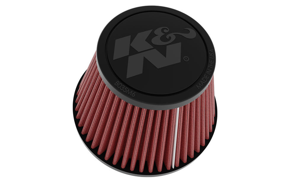 K&N Engineering RU-9920 Clamp-On Air Filter with Reusable Cotton Media, 5.188-Inch Base Diameter, 3.5-Inch Top Diameter, 3.688-Inch Height, 2-Inch Flange, Red Finish