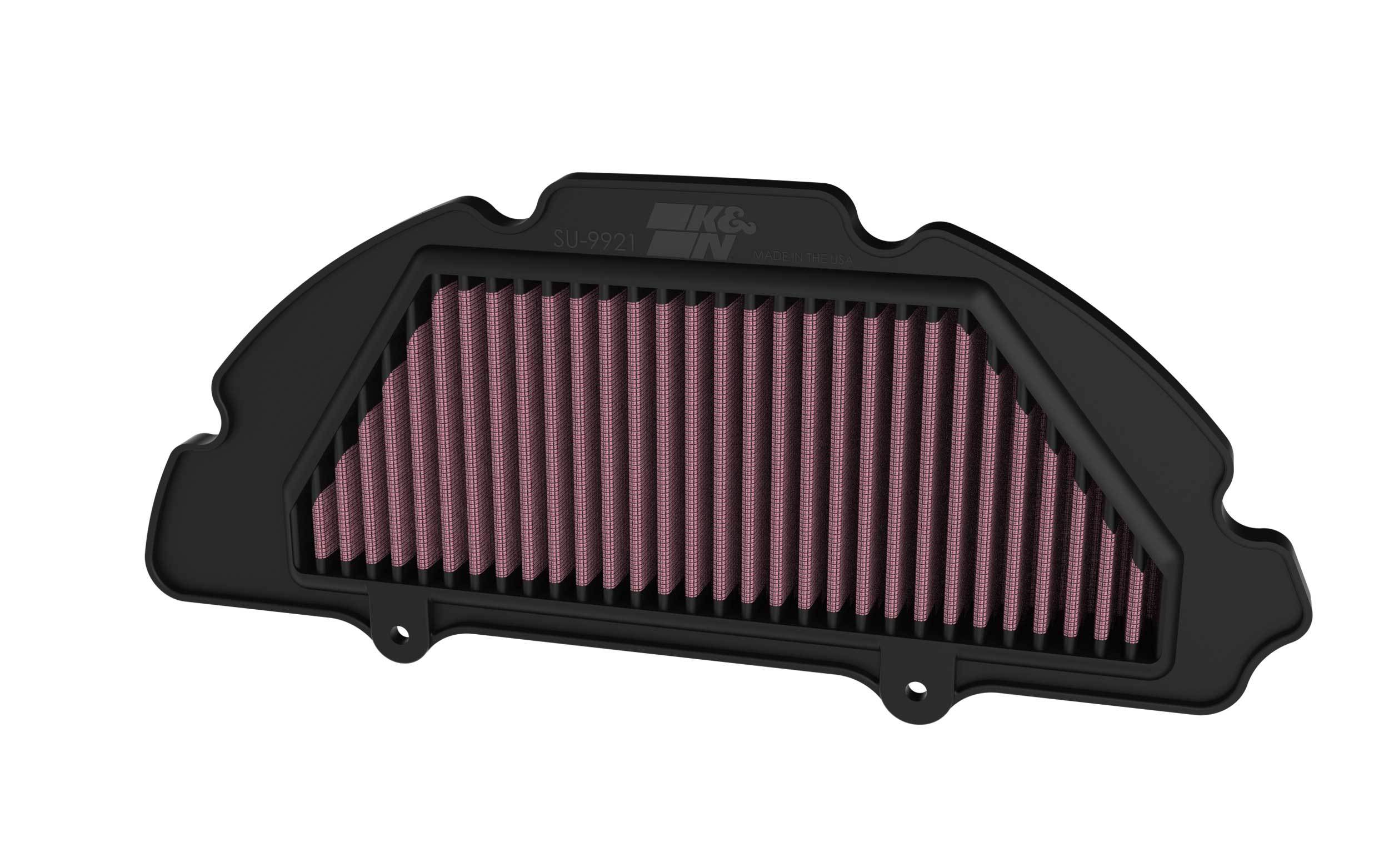 K&N Engineering SU-9921 Replacement Air Filter for Suzuki GSXS1000 2022-2025, Reusable Cotton Element, Red Finish