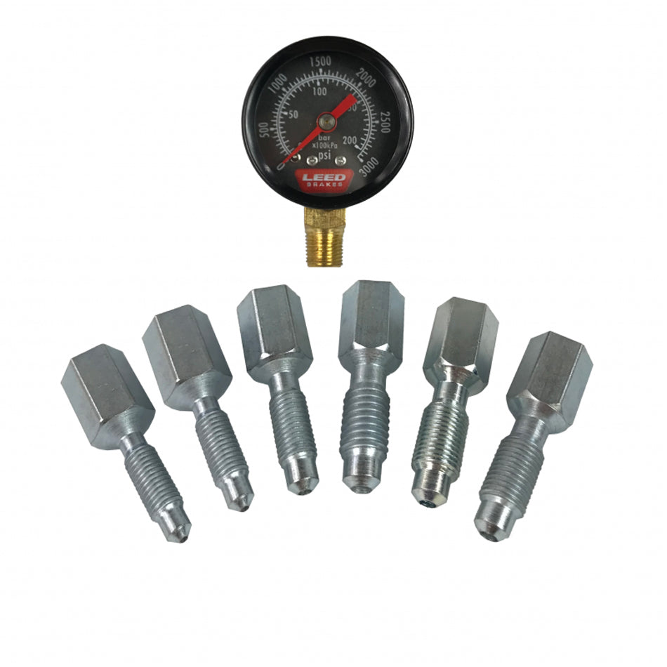 Leed Brakes BPG001 Brake Pressure Gauge Kit, 0-3000 PSI, Mechanical, Analog, 1-5/8 Inch Diameter