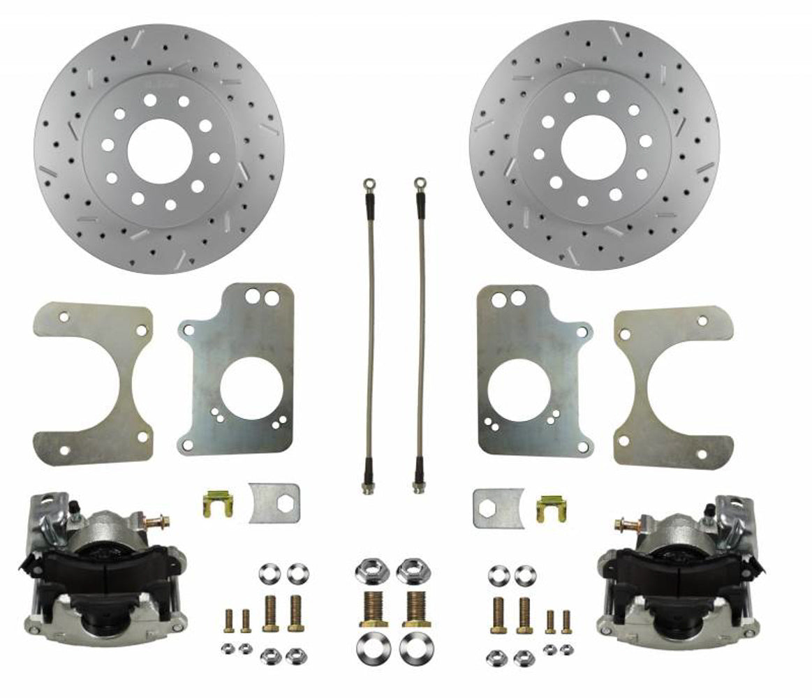 Leed Brakes RC1008X GM Rear Disc Brake Conversion Kit with 11-Inch Drilled and Slotted Iron Rotors and Single Piston Caliper