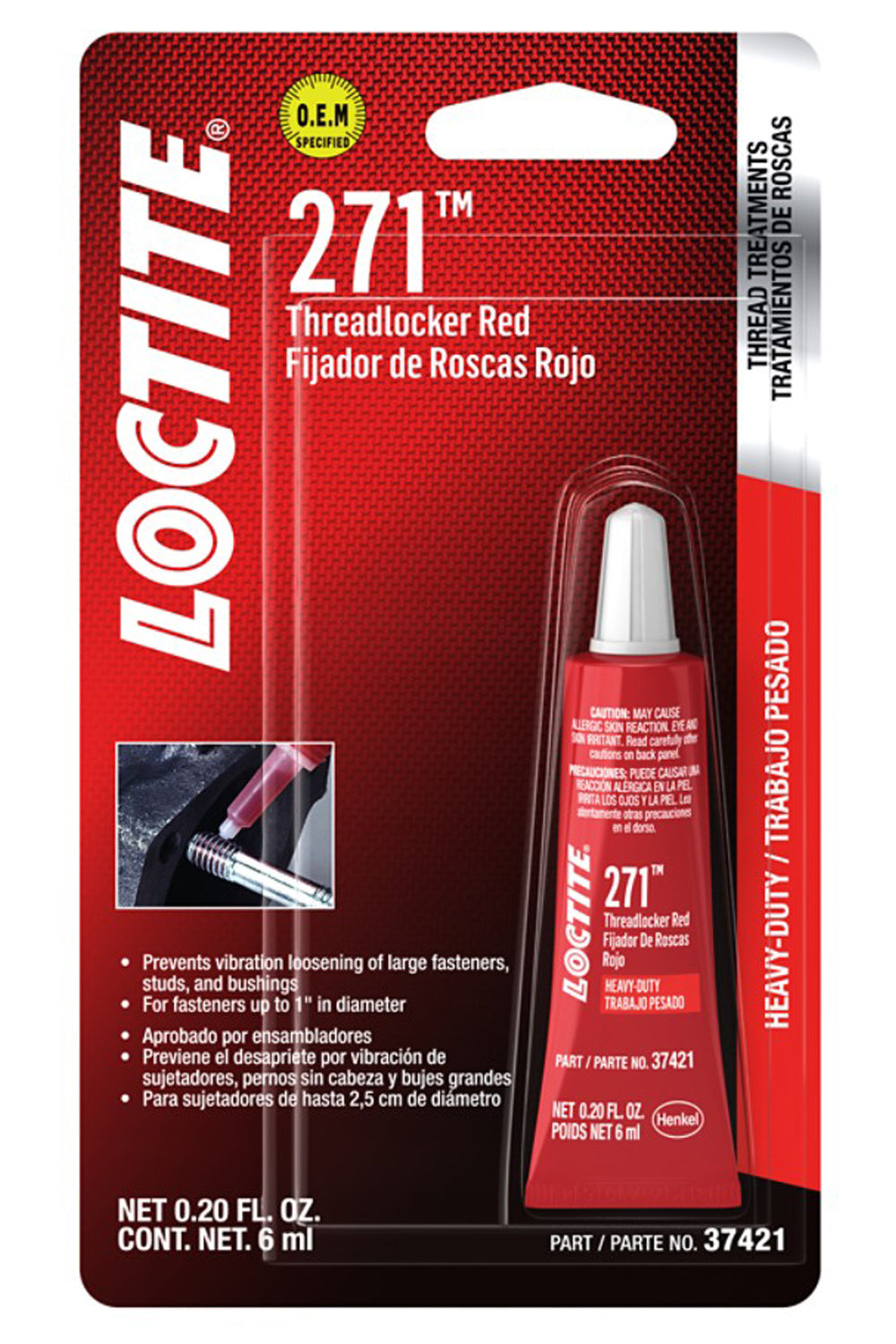 Loctite Threadlocker 271 HD Red 6 ml Tube - High Strength Thread Locking Adhesive