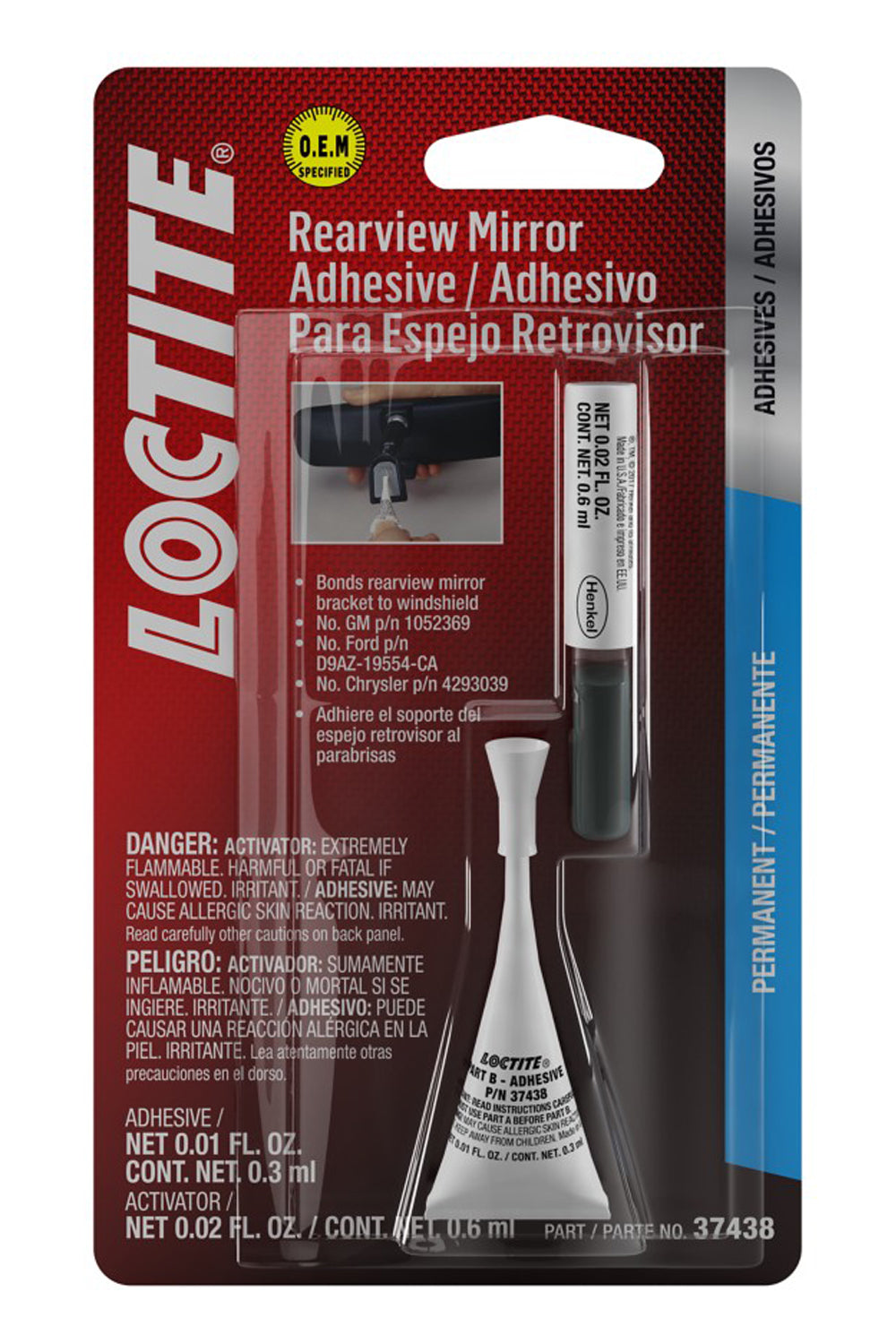 Loctite 487865 Rearview Mirror Adhesive Kit, 3 Gram Two-Part Epoxy Glue for Automotive Use