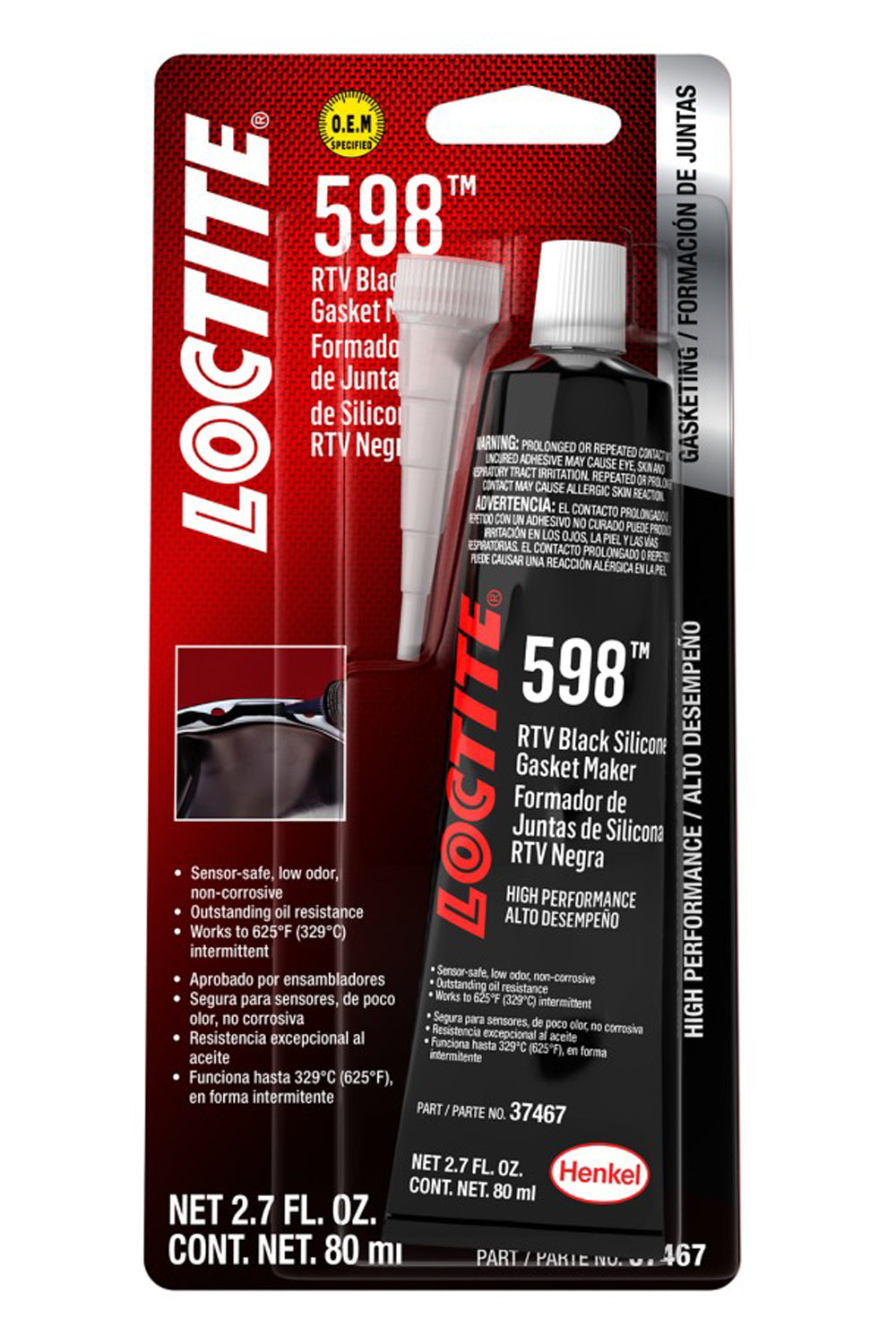 Loctite RTV 598 Black Silicone Sealant 80ml / 2.7oz Tube