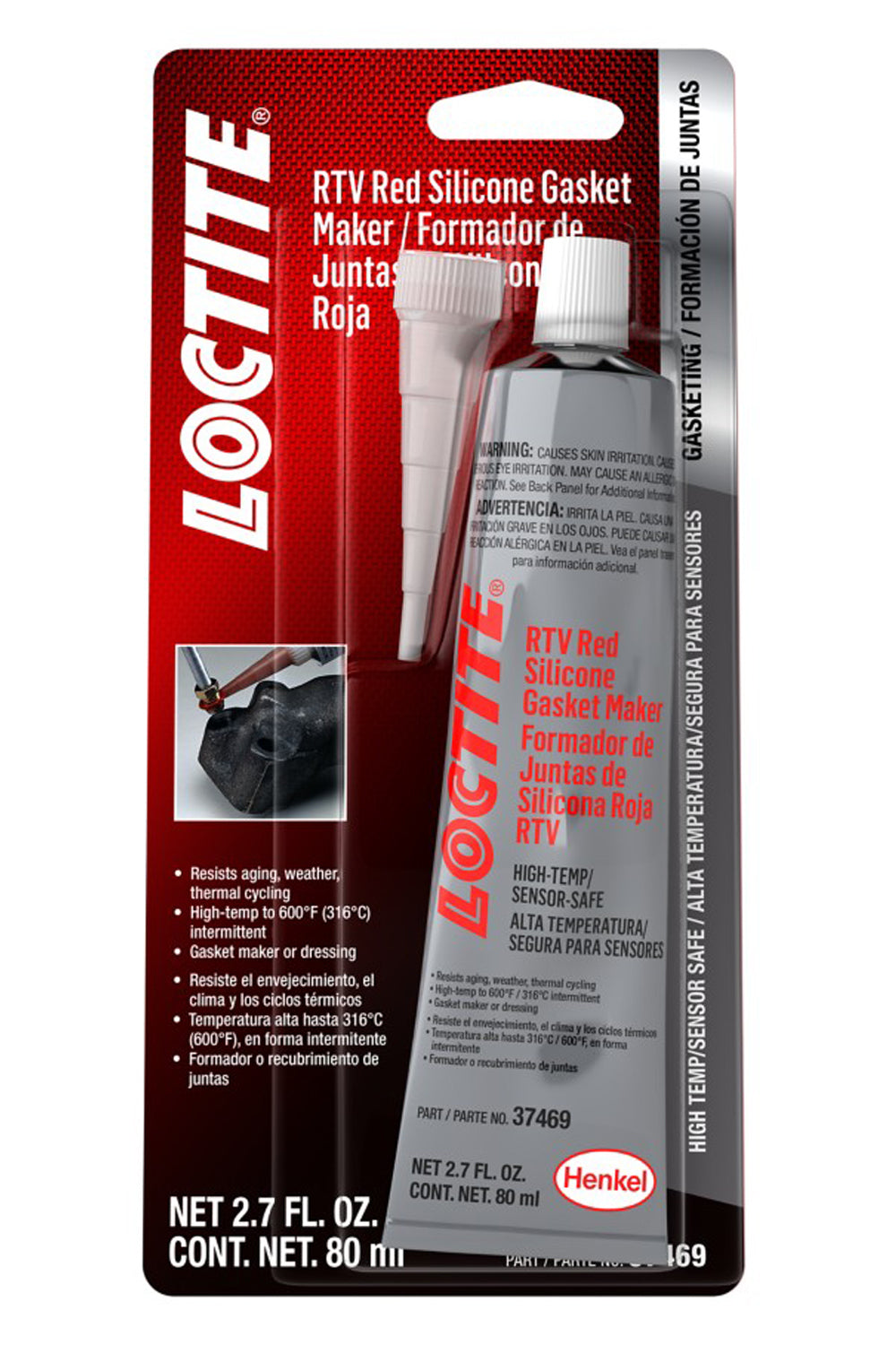 Loctite RTV Red Silicone Sensor Safe Sealant 80ml / 2.7oz