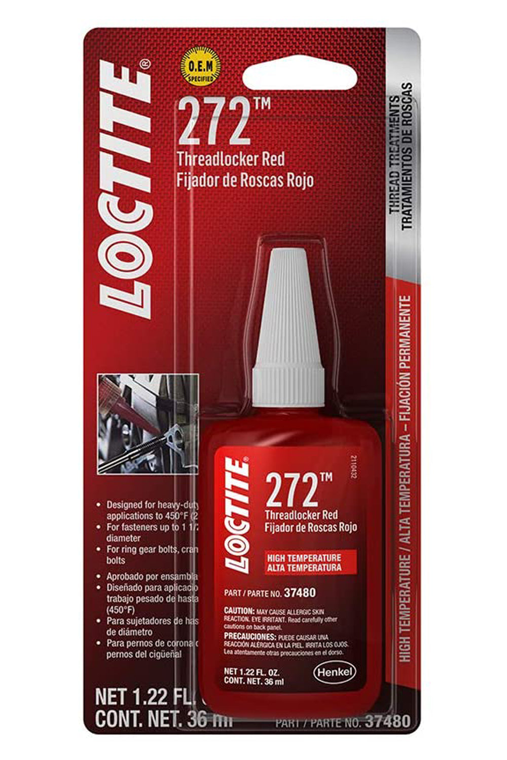 Loctite 492143 Threadlocker 272 Red High Temperature 36ml