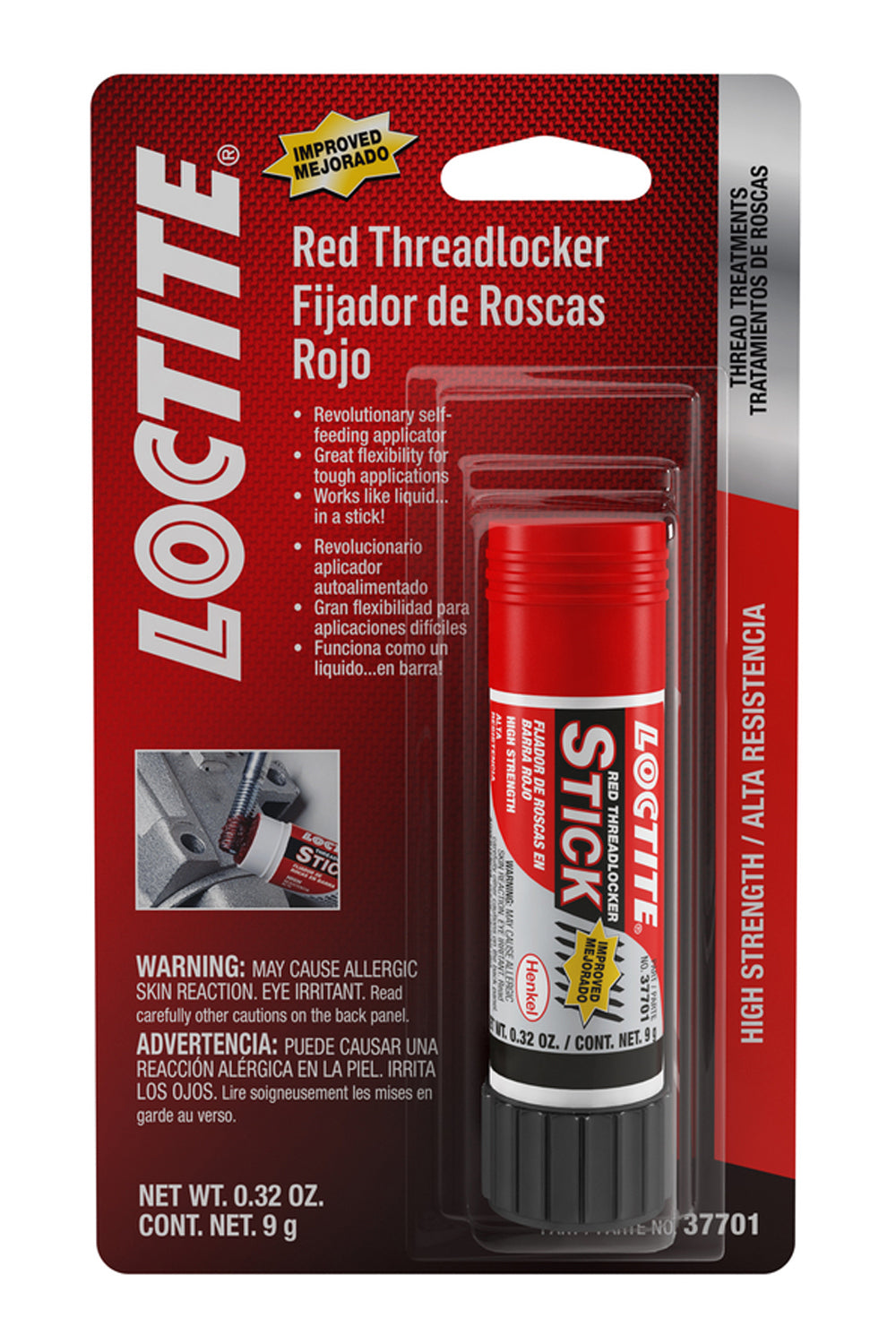 Loctite 511537 Red Threadlocker Stick, 9 Grams, High-Strength Adhesive for Fastening and Securing