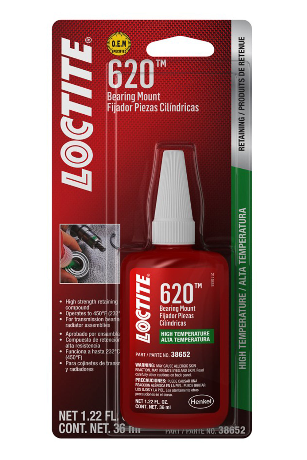 Loctite Bearing Mount 620 High Temperature Thread Locker – 1.22 oz Bottle