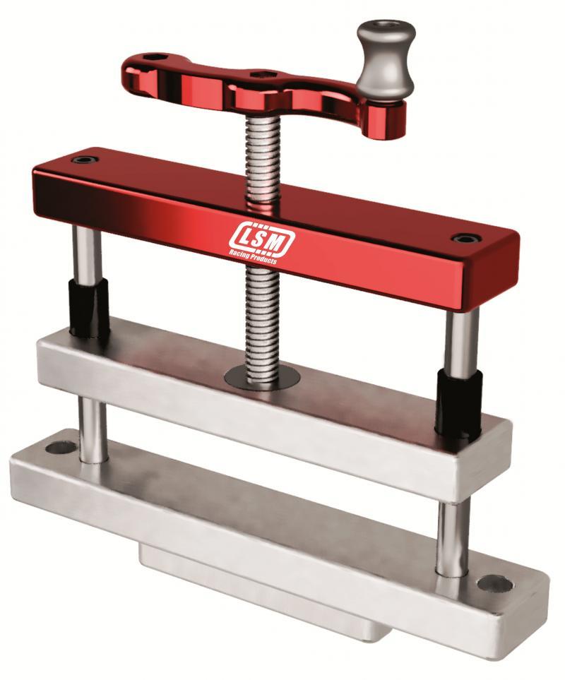LSM Racing Products RV-100 Connecting Rod Vise Double-Wide Aluminum, Clear and Red Anodized