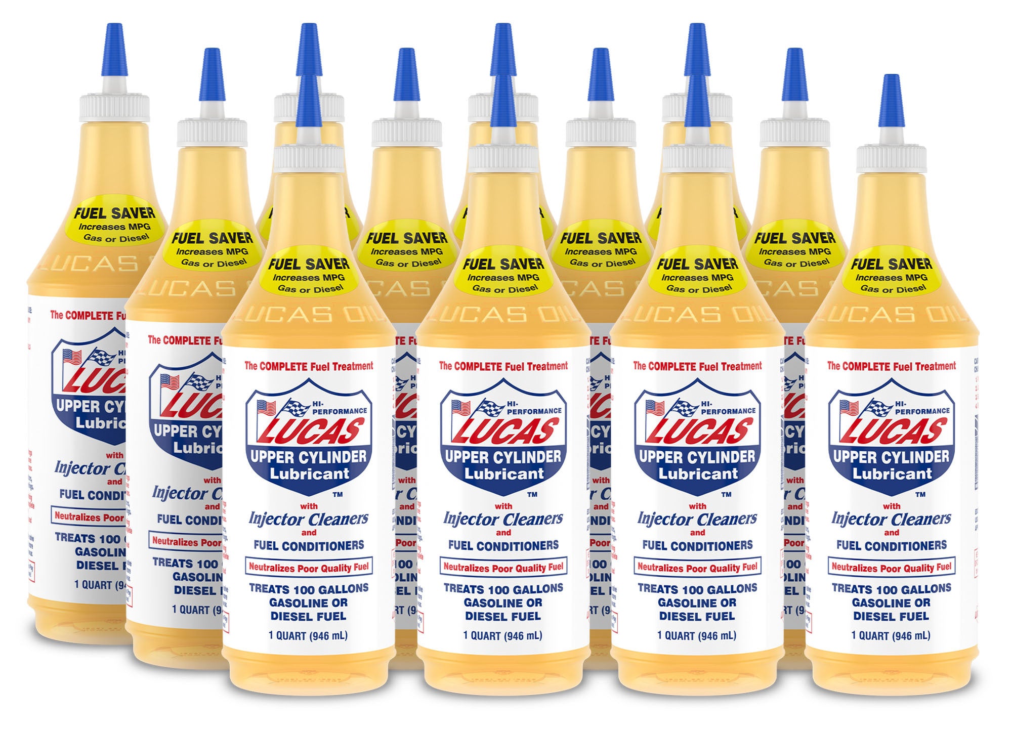 Lucas Oil 10003 Fuel Additive Upper Cylinder Lube System Cleaner and Lubricant, 1 Quart Bottles, Set of 12