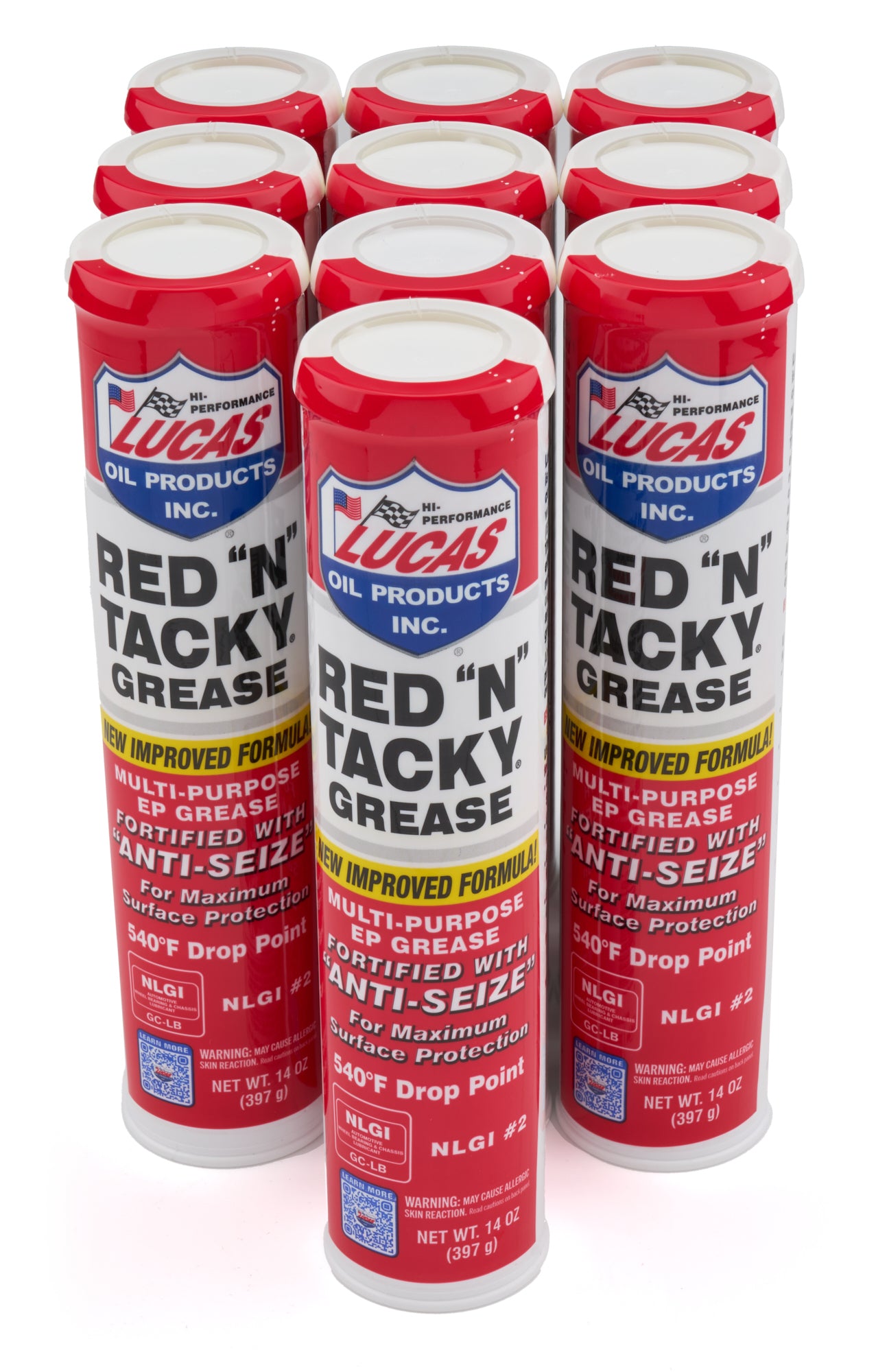 Lucas Oil Red N Tacky Grease Set of 10 - 14 oz Cartridges