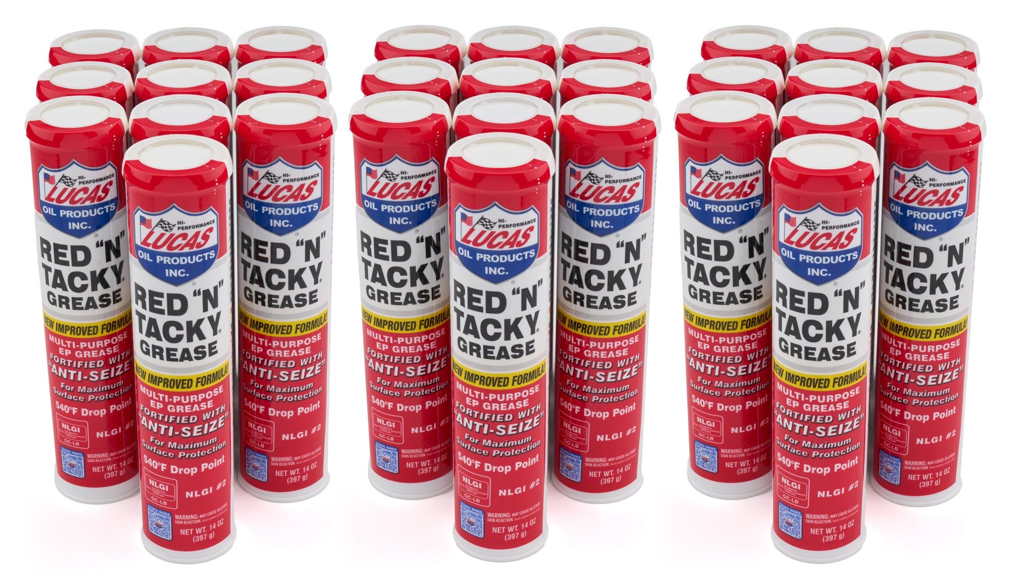 Lucas Oil Red-N-Tacky Grease, 14 oz Cartridges, Pack of 30