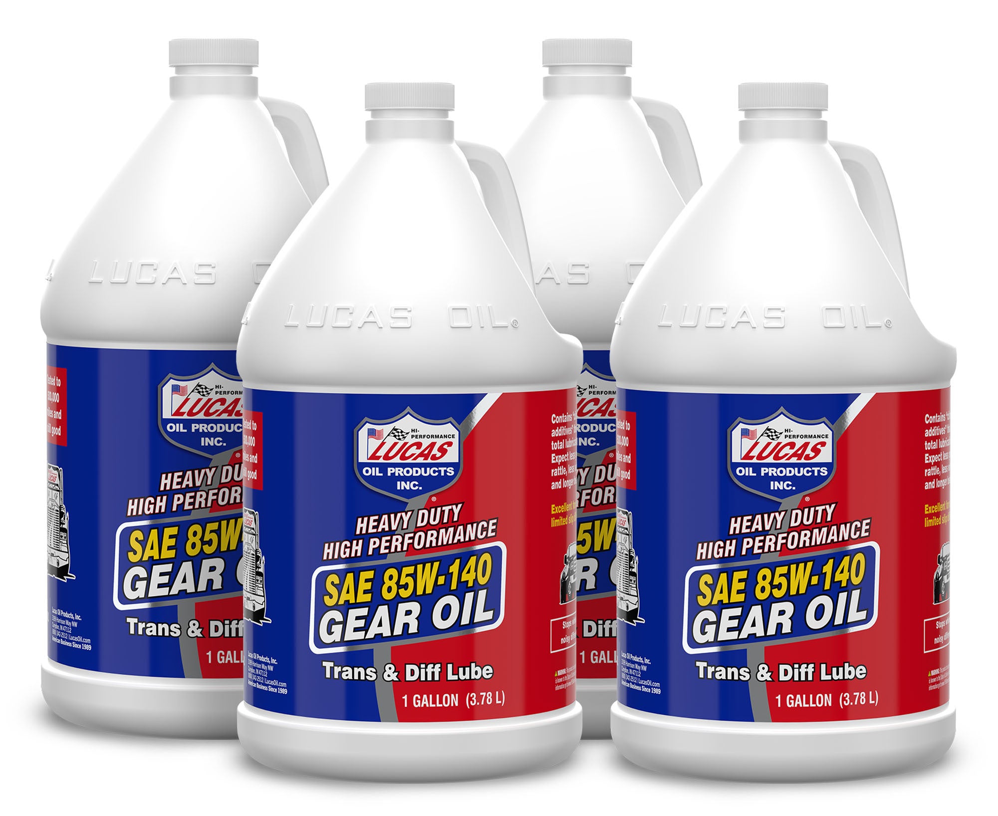 Lucas Oil 10045 Heavy Duty 85W140 Gear Oil with Limited Slip Additive, 1-Gallon Jug, Set of 4