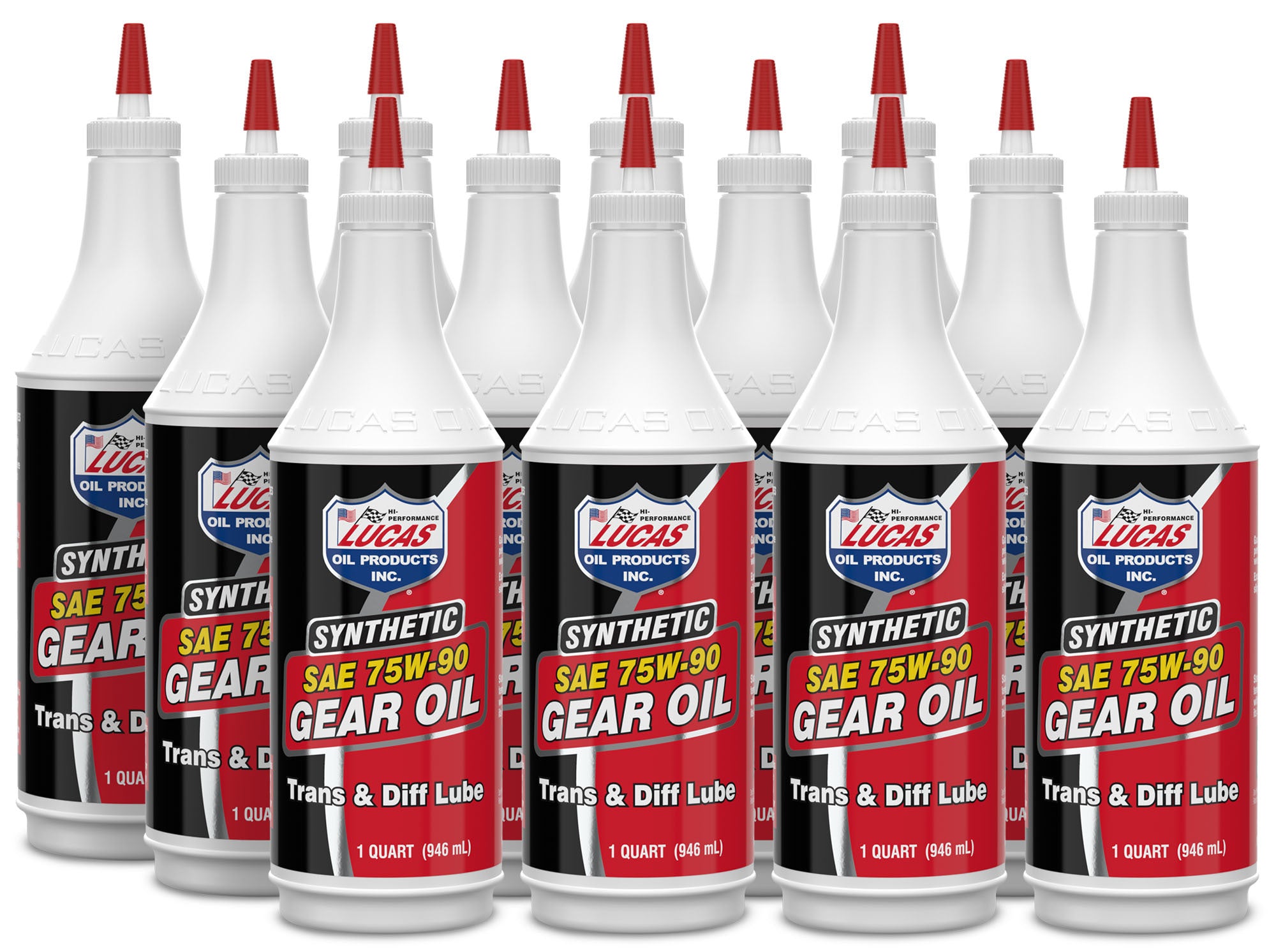 Lucas Oil 10047 Synthetic 75W90 Gear Oil with Limited Slip Additive – 1 Quart Bottle, Set of 12