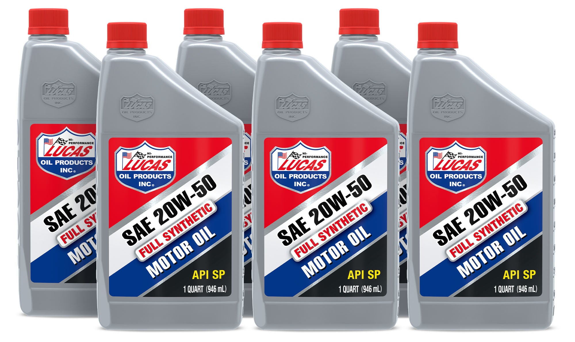 Lucas Oil Synthetic 20W-50 Motor Oil, 1 Quart Bottles, Set of 6