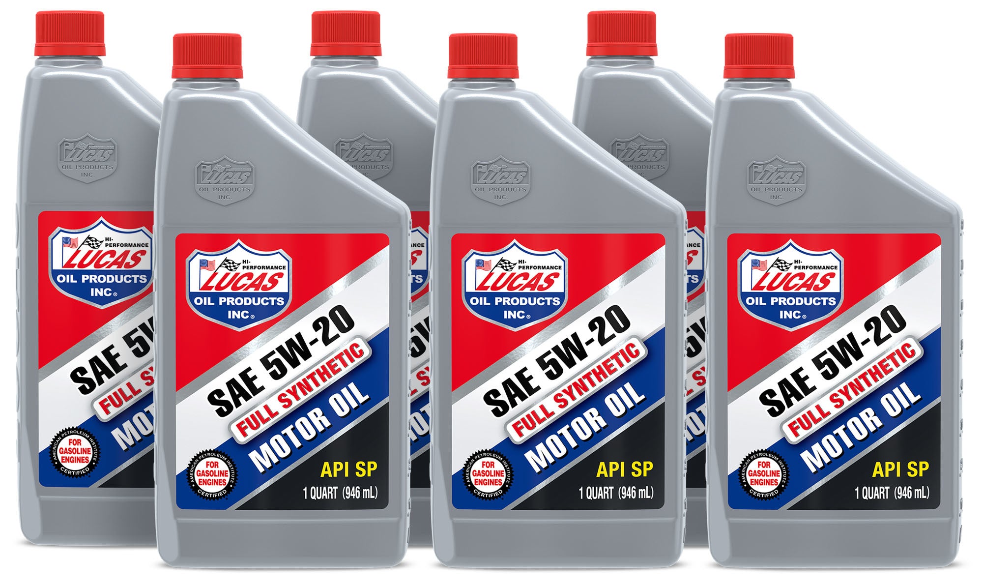 Lucas Oil Synthetic 5W-20 Motor Oil, 1 Quart Bottles, Set of 6