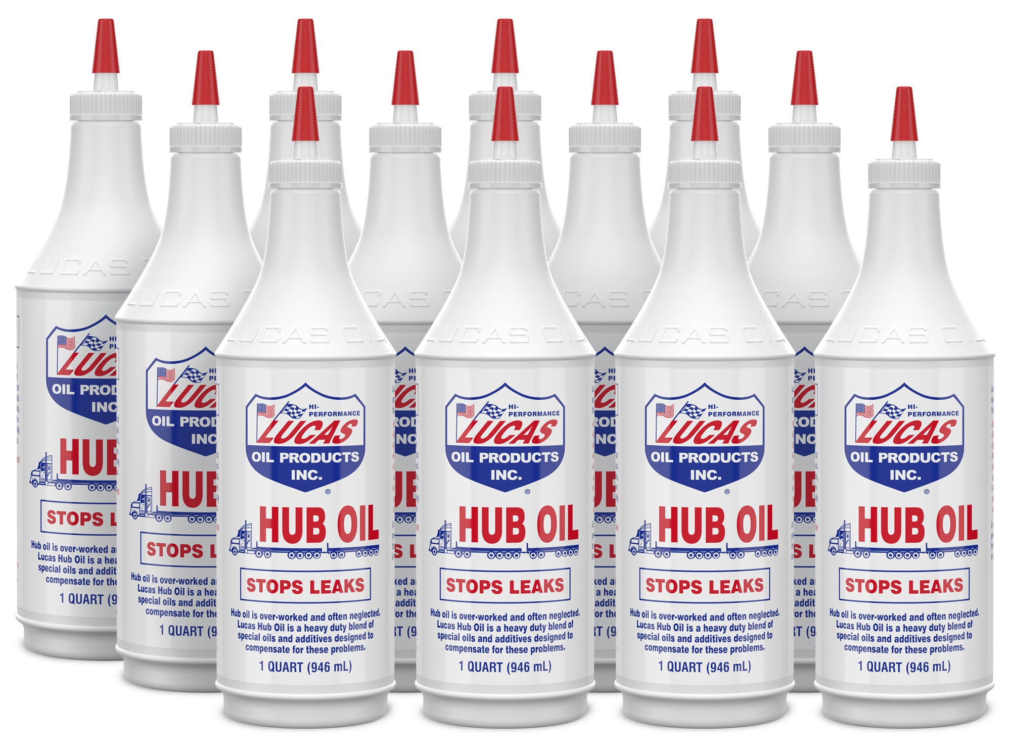 Lucas Oil 10088 Hub Oil 250W Conventional Gear Oil for Steering Axles and Trailer Hubs, 1 Quart Bottle, Set of 12