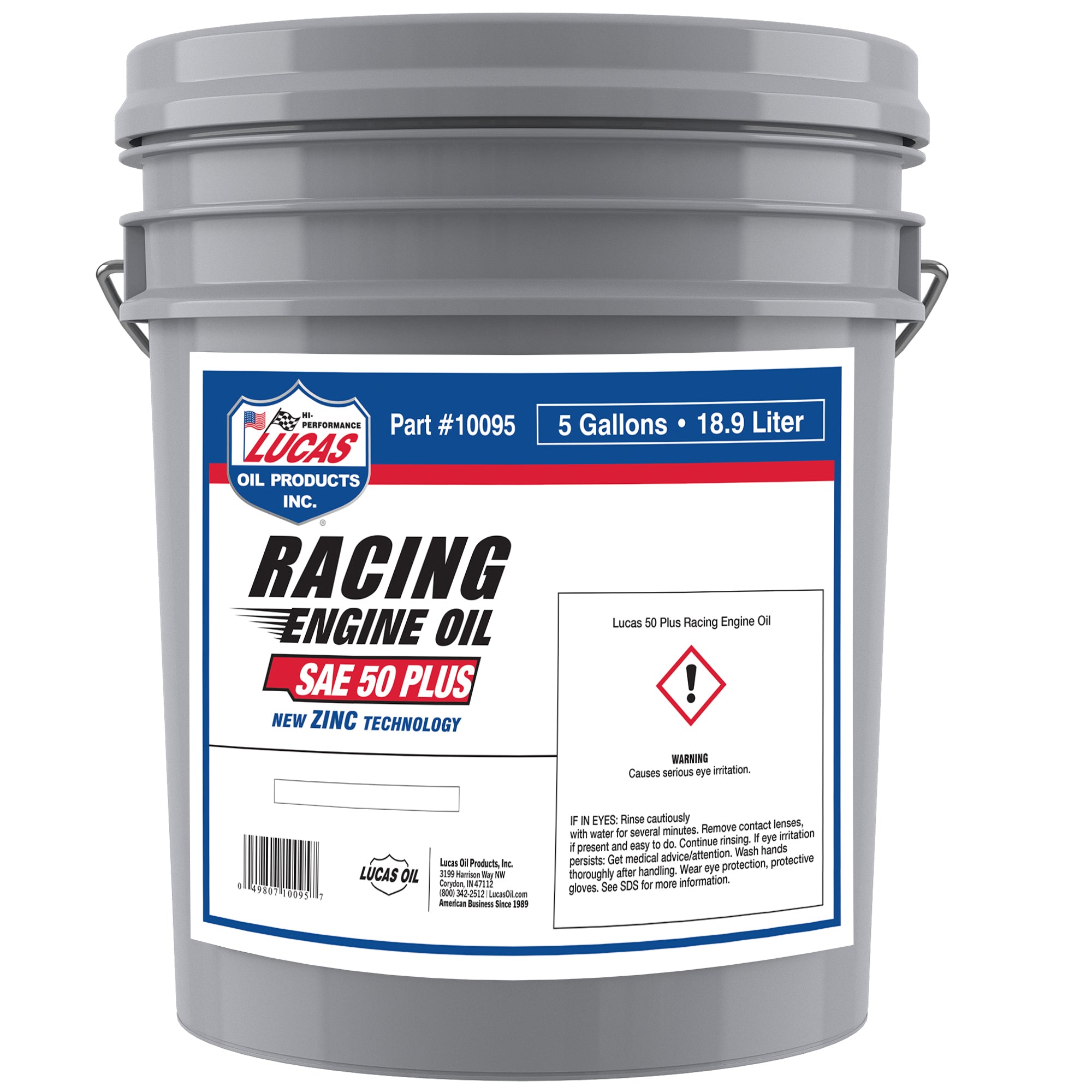 Lucas Oil SAE 50 Plus Racing Motor Oil, 5 Gallon Bucket, High Zinc, Conventional 50W