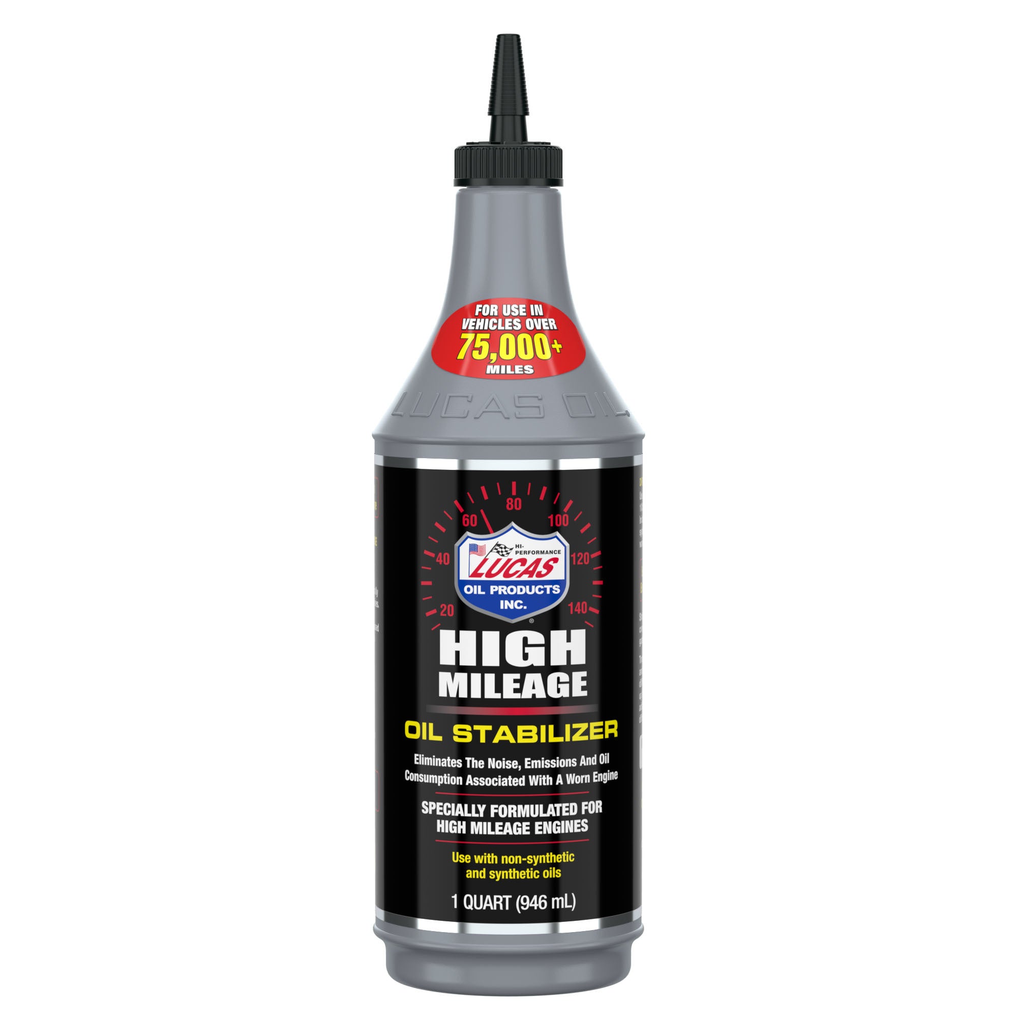 Lucas Oil High Mileage Oil Stabilizer 1 Quart for Engine Lubrication and Protection