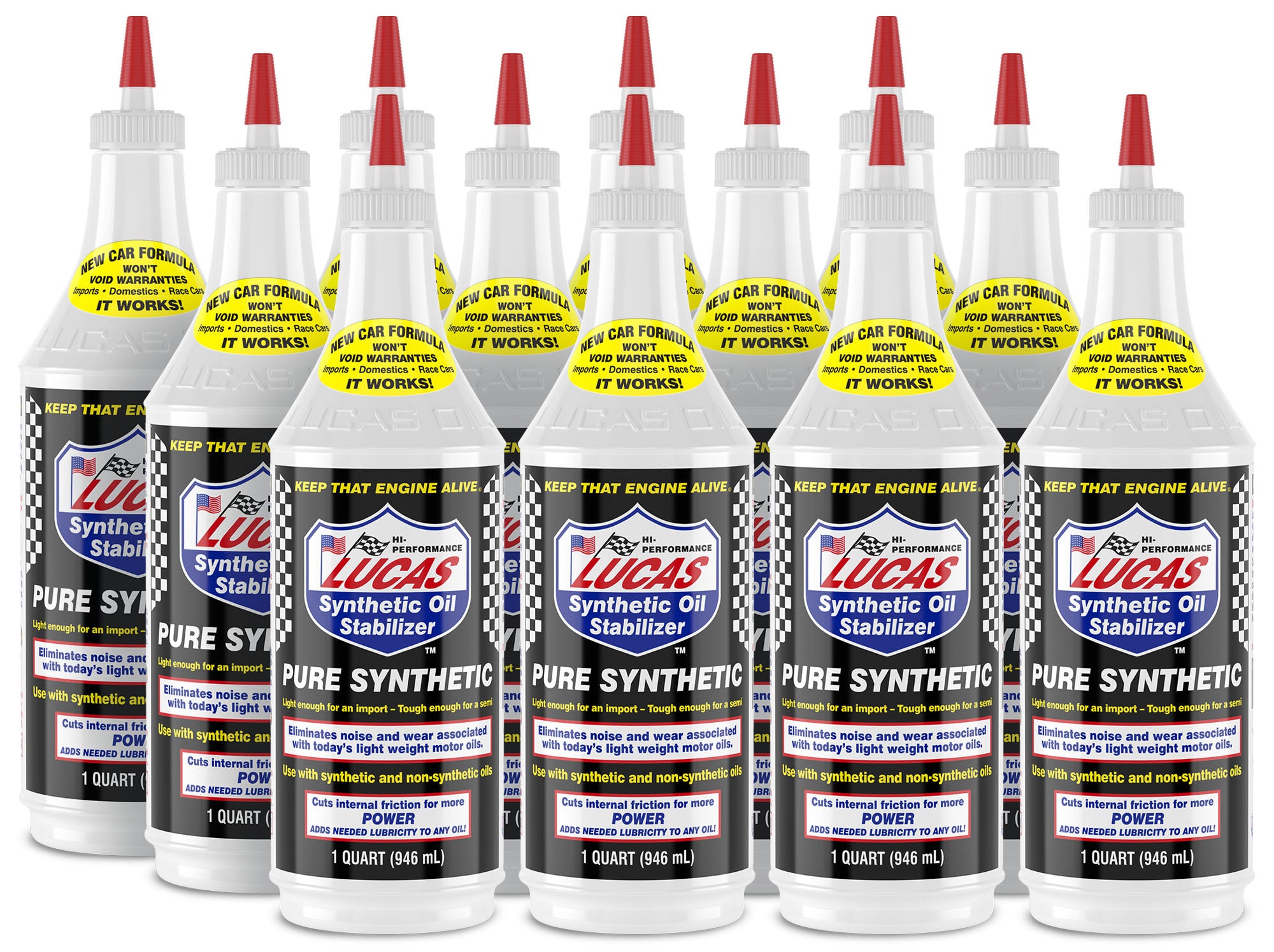 Lucas Oil 10130 Synthetic Heavy Duty Oil Stabilizer, 1 Quart Bottles Set of 12