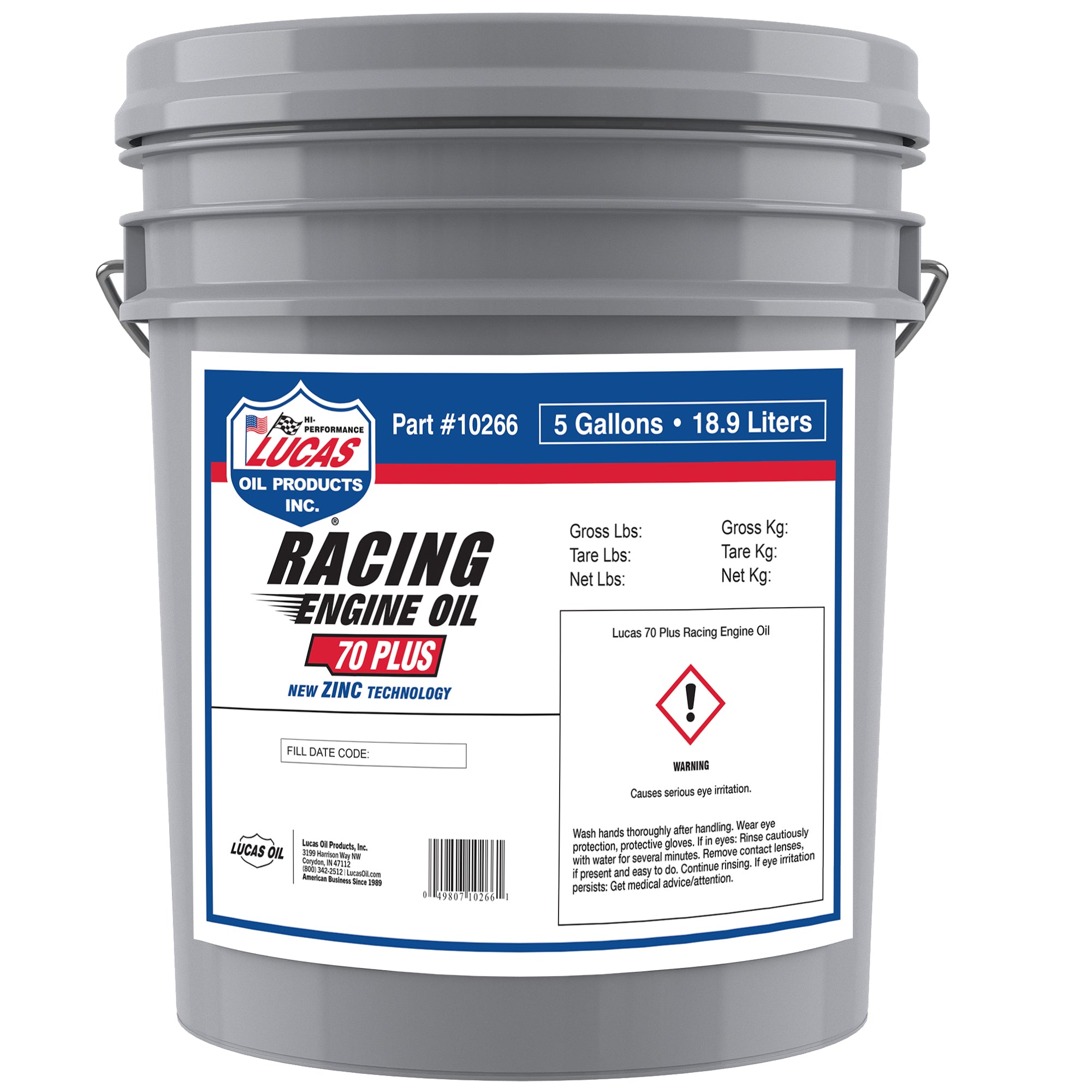 Lucas Oil 10266 70 Plus Racing Motor Oil 5-Gallon Pail