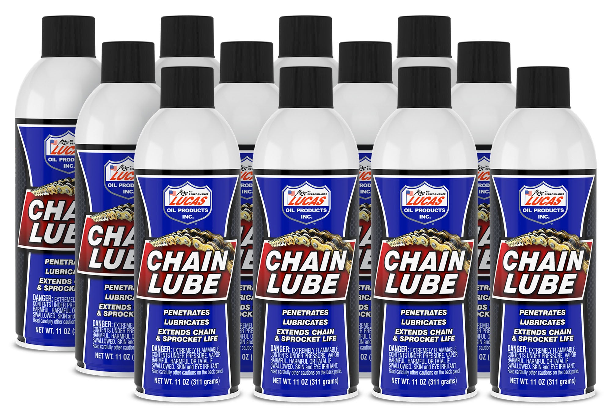 Lucas Oil Chain Lube Aerosol 11 oz - Semi-Synthetic Lubricant for Chains (Set of 12)