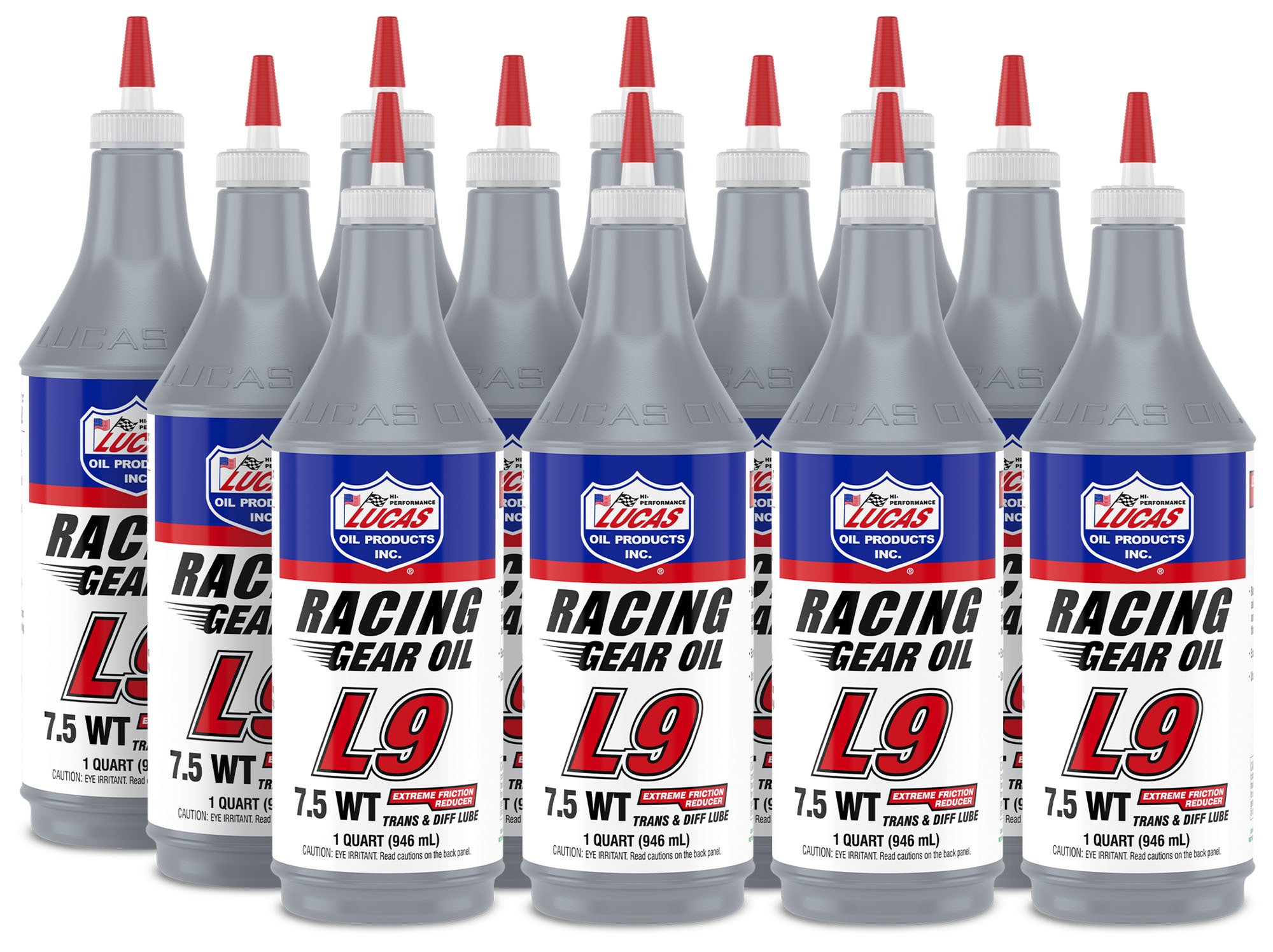 Lucas Oil 10456 Synthetic L9 Racing Gear Oil 7.5W with Limited Slip Additive, 1 Quart Bottle, Pack of 12