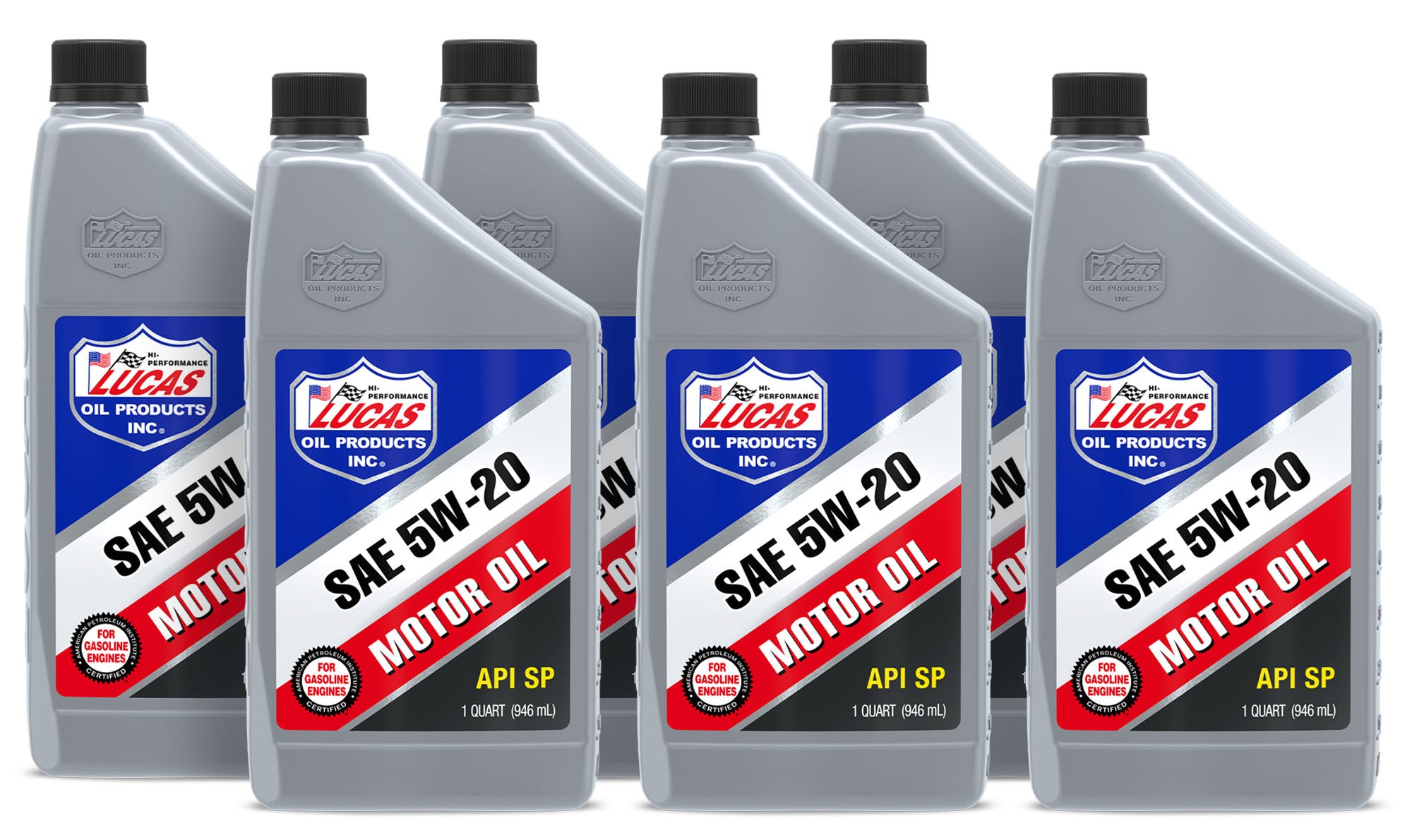 Lucas Oil SAE 5W20 High Performance Conventional Motor Oil - 1 Quart Bottle, Pack of 6