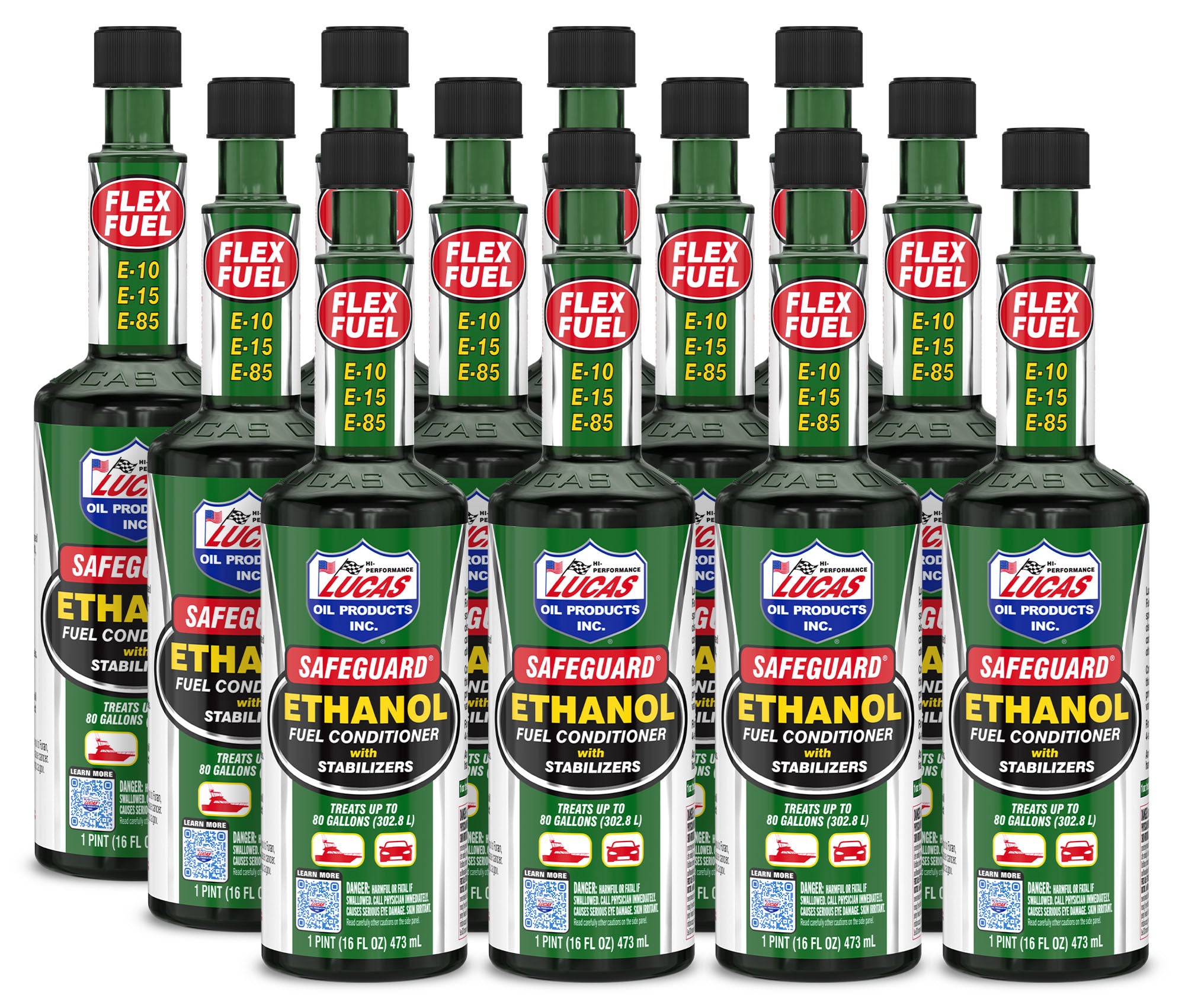 Lucas Oil 10576 Safeguard Ethanol Fuel Conditioner and Stabilizer - 16 oz Bottles, Set of 12