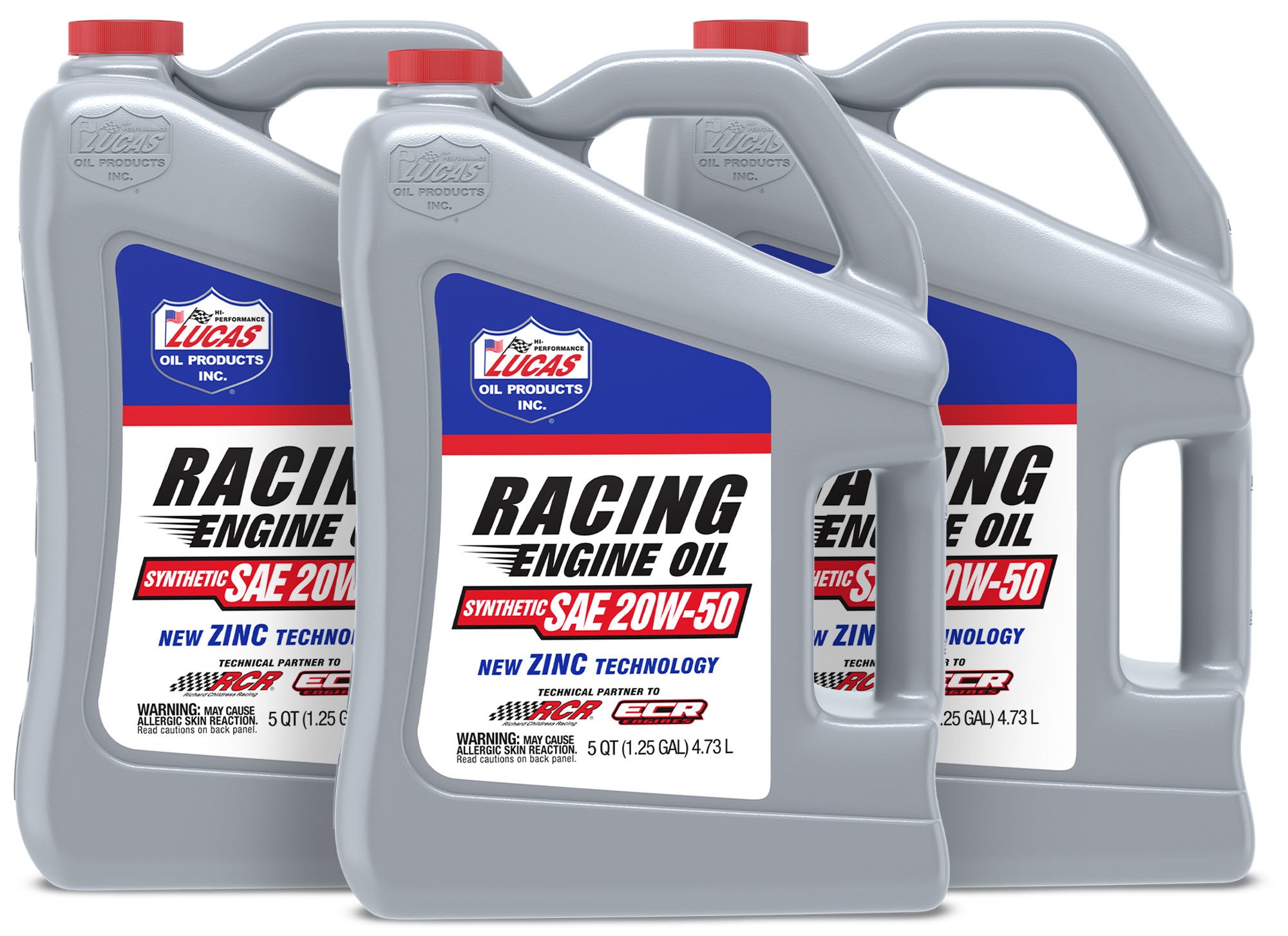 Lucas Oil 10616 Synthetic Racing Oil 20W-50, High Zinc, 5 Quart Jugs, Set of 3