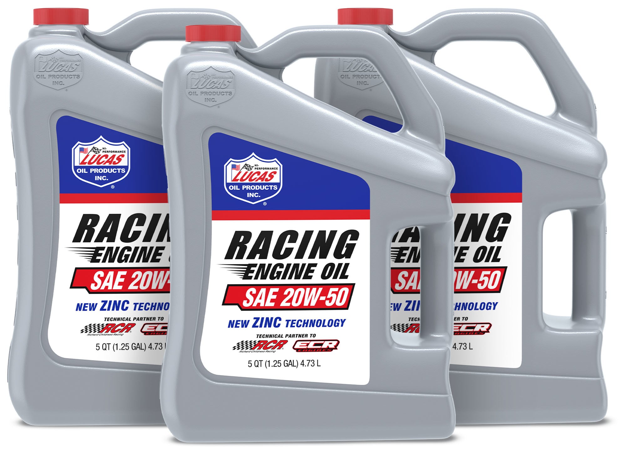 Lucas Oil SAE 20W-50 Racing Oil, High Zinc, Conventional, 5 Quart Jug, Set of 3
