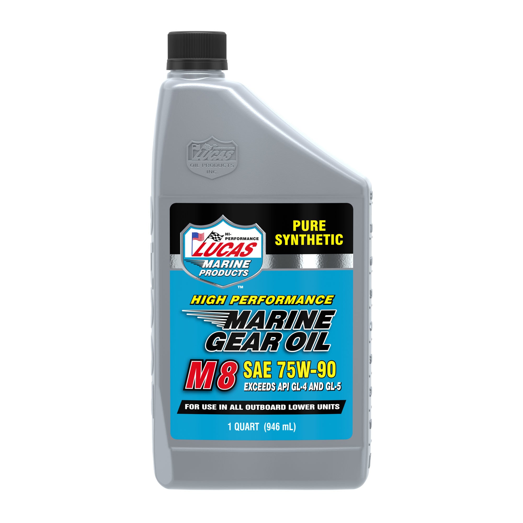 Lucas Oil Marine Gear Oil M8 75W90 Synthetic Limited Slip Gear Oil, 1 Quart Bottle