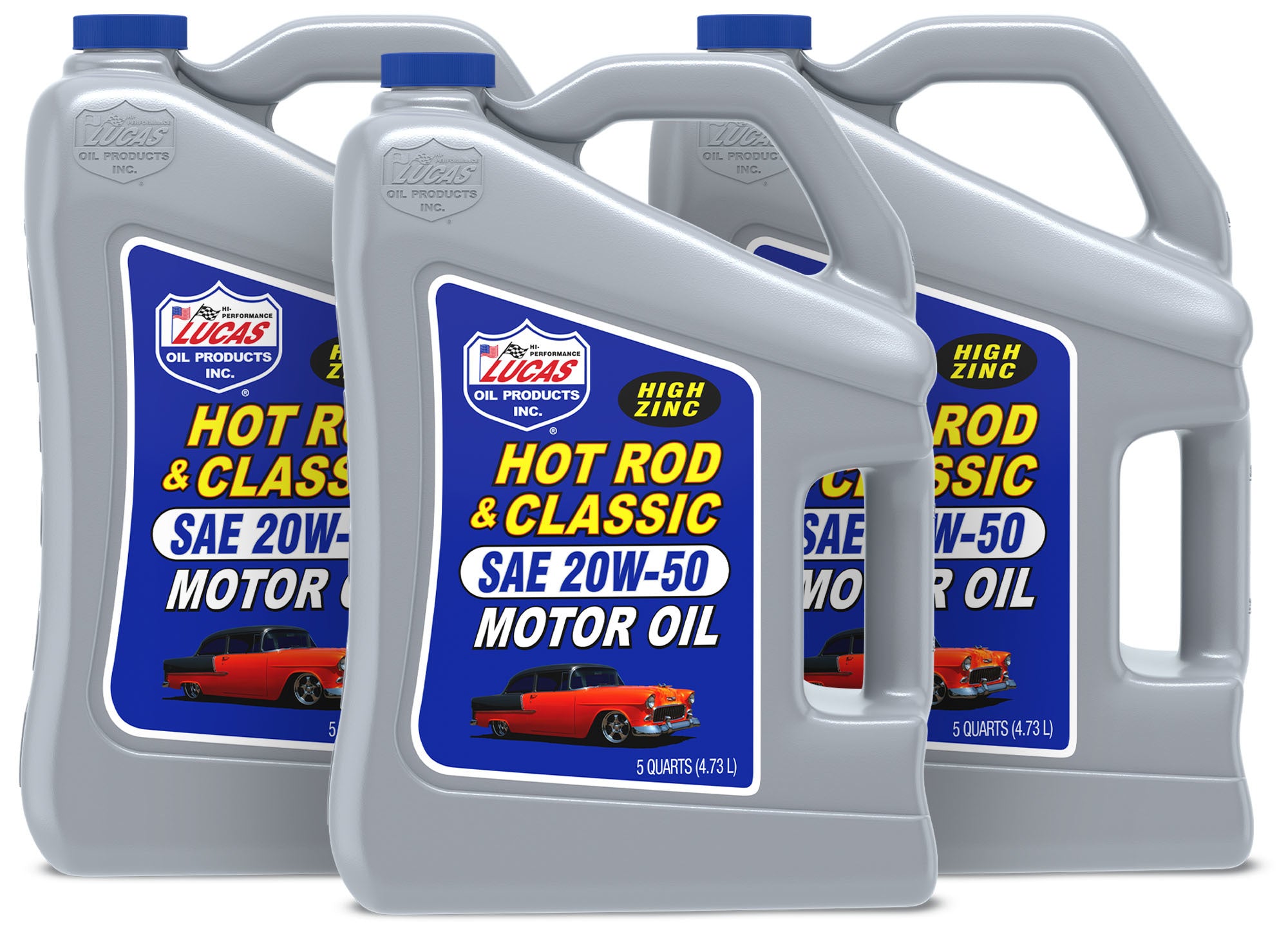 Lucas Oil 10684 20W50 High Zinc Conventional Motor Oil, 3-Pack of 5 Quart Jugs for Classic and Hot Rod Vehicles