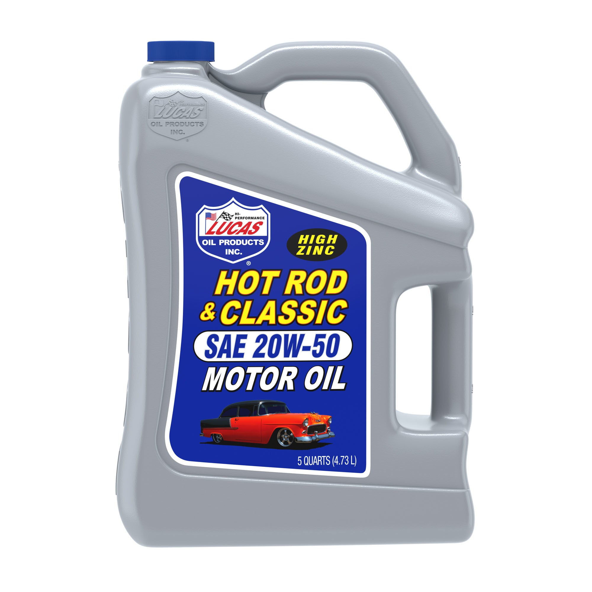 Lucas Oil 10684 20W50 Petroleum Motor Oil, 5 Quart Jug, High Zinc Conventional Oil for Hot Rods and Classic Cars