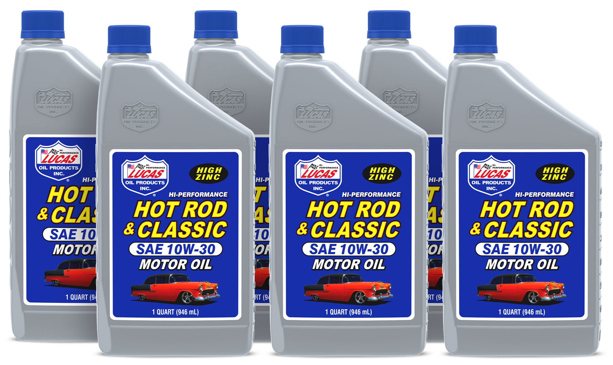 Lucas Oil 10687 10W30 Classic Car Motor Oil with High Zinc, 1 Quart Bottles, Pack of 6