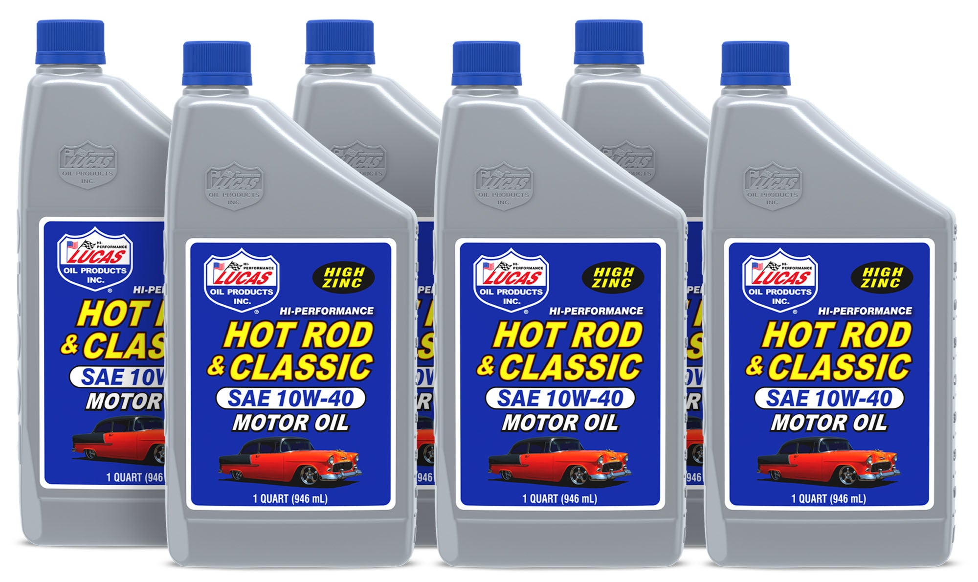Lucas Oil 10688 10W40 High Zinc Conventional Motor Oil, 6-Pack of 1 Quart Bottles